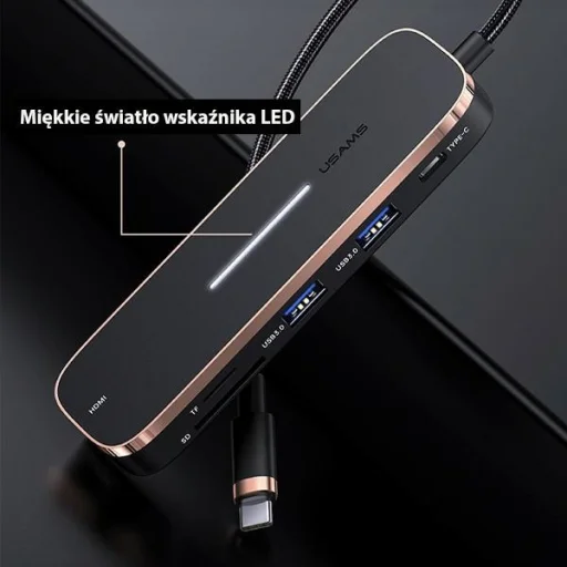 USAMS adapter HUB 3xUSB + USB-C + HDMI fekete SJ578HUB01 (US-SJ578) - 6