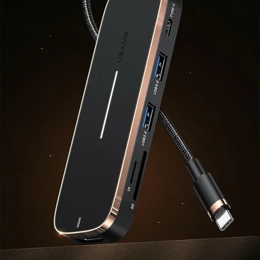 USAMS adapter HUB 3xUSB + USB-C + HDMI fekete SJ578HUB01 (US-SJ578) - 2