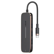 USAMS adapter HUB 3xUSB + USB-C + HDMI fekete SJ578HUB01 (US-SJ578)