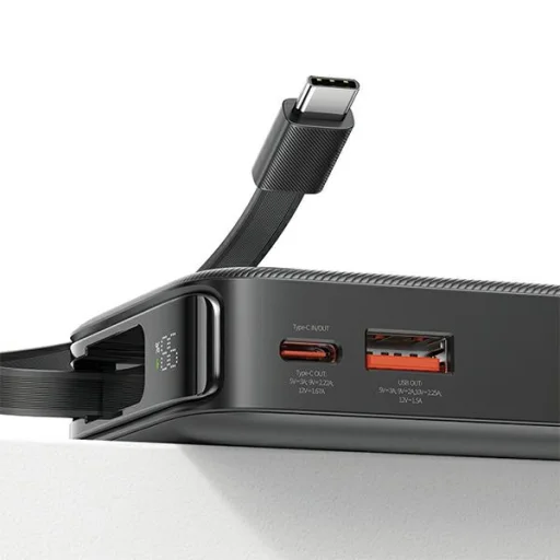 USAMS Powerbank visszahúzható kábel USB-C-vel 10000 mAh PD 20W gyorstöltés XY Sorozat Fekete - 8