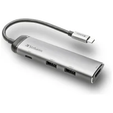 Verbatim USB-C Hub Adapter - USB-C/2xUSB-A 3.0/HDMI alumínium 49140