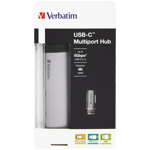 Verbatim USB-C Hub Adapter - USB-C/2xUSB-A 3.0/HDMI alumínium 49140 - 4