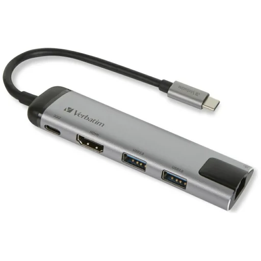 Verbatim USB-C Hub Adapter - USB-C/2xUSB-A 3.0/HDMI/Ethernet alumínium 49141 - 1