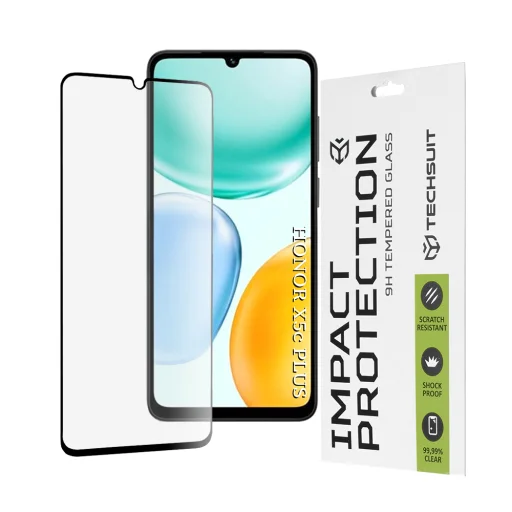 Honor X5c Plus Fekete Techsuit 111D Teljes Borítás / Teljes Ragasztás Üveg üvegfólia - 1