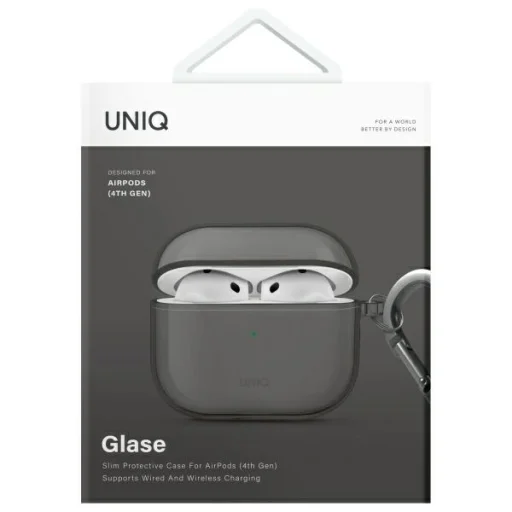 Uniq Glase fliptok AirPods 4-hez - félig áttetsző - 2