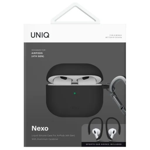 Uniq Nexo AirPods 4 + Ear Hooks szilikon tok - fekete - 8