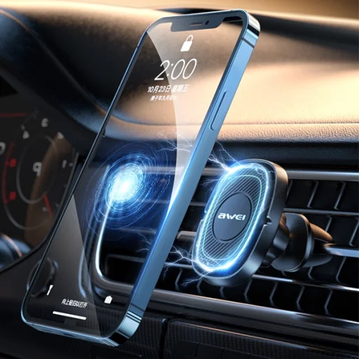 Fekete AWEI X21 mágneses autós tartó légbefúvóra - 3