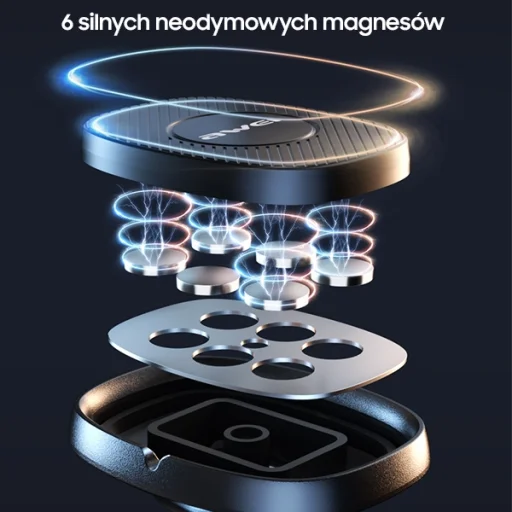 Fekete AWEI X21 mágneses autós tartó légbefúvóra - 4