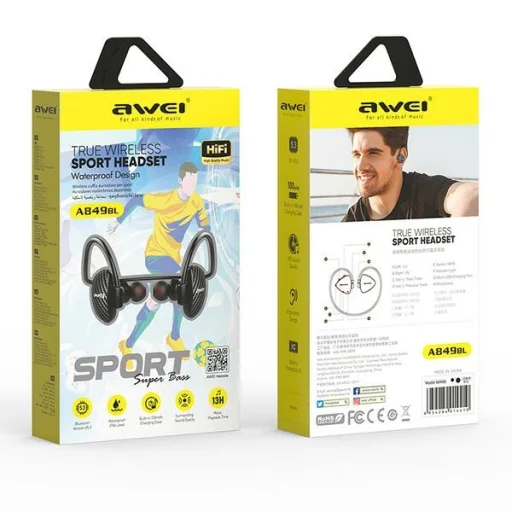 AWEI A849BL fekete bluetooth sport fejhallgató - 2
