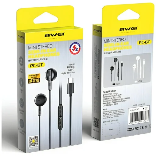 AWEI PC-6T USB sztereó fülhallgató - fekete - 9