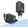 USAMS Töltő 1xUSB-C visszahúzható USB-C Retractable PD+QC 30W GaN Gyors Töltés fekete thumbnail