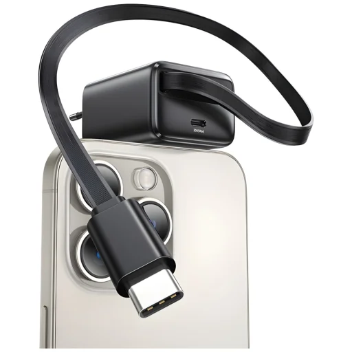 USAMS Töltő 1xUSB-C visszahúzható USB-C Retractable PD+QC 30W GaN Gyors Töltés fekete - 5