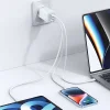 USAMS Töltő 2xUSB-C+1xUSB 65W(csak fej) GaN PD3.0 +QC3.0 Gyors Töltés lila/átmenetes lila San thumbnail