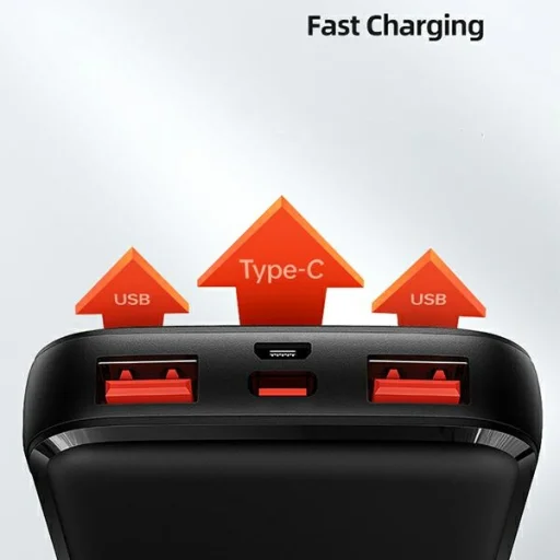 USAMS PB58 10000mAh 22.5W QC3.0 + PD Gyors Töltés fekete Powerbank - 4