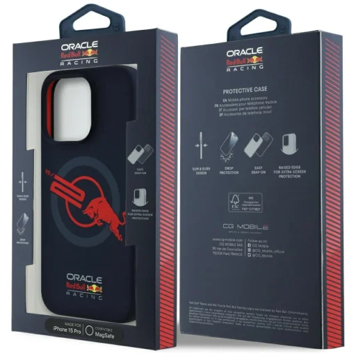 iPhone 15 Pro Red Bull HC Szilikon ORBR20 Logó Piros Szegéllyel MagSafe tok sötétkék - 8
