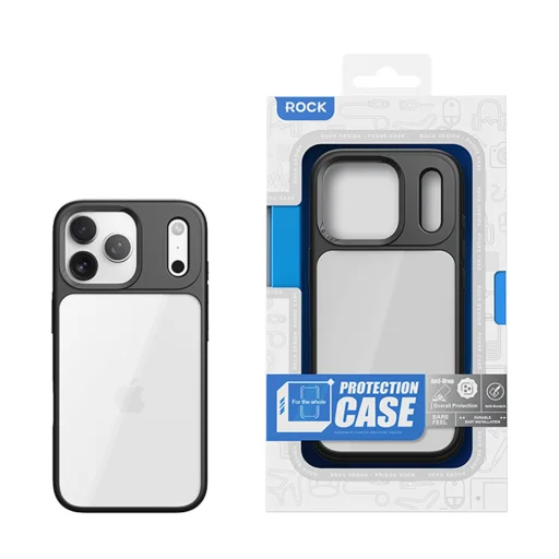 iPhone 17 Pro Max átlátszó-fekete Rock Guard Series tok - 6