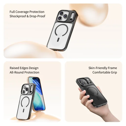 iPhone 17 Pro Max átlátszó-fekete Rock Guard Series Mágneses tok - 2