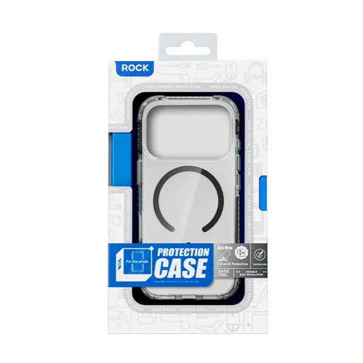 iPhone 17 Átlátszó-fekete Rock Crystal Clear Magnetic sorozatú tok - 6