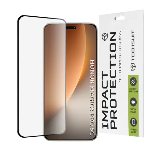 Honor Magic8 Pro Techsuit - 111D Teljes Borítás / Teljes Ragasztás Üveg / 3D Ívelt Képernyő - Fekete üvegfólia - 1