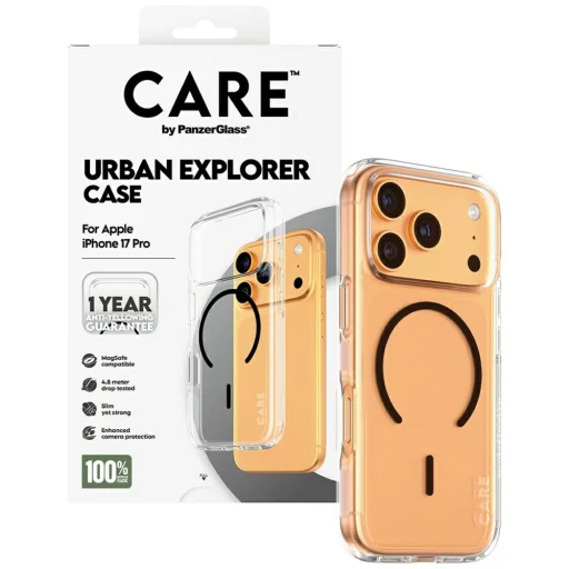 CARE, a PanzerGlass által, Flagship Urban Explorer tok fekete MagSafe-fel iPhone 17 Pro-ra - Átlátszó tok - 4