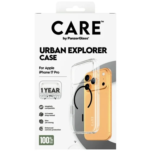 CARE, a PanzerGlass által, Flagship Urban Explorer tok fekete MagSafe-fel iPhone 17 Pro-ra - Átlátszó tok - 5