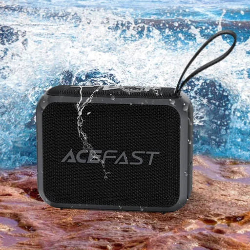 Acefast Vezeték nélküli hangszóró Go (K4) - Bluetooth 5.4, Hordozható, 5W Teljes tartományú hangszóró, Vízálló IPX7, Type-C, 900mAh- Fekete - 5