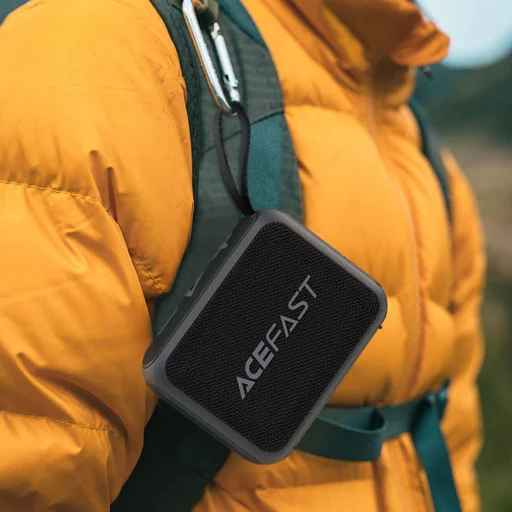 Acefast Vezeték nélküli hangszóró Go (K4) - Bluetooth 5.4, Hordozható, 5W Teljes tartományú hangszóró, Vízálló IPX7, Type-C, 900mAh- Fekete - 6