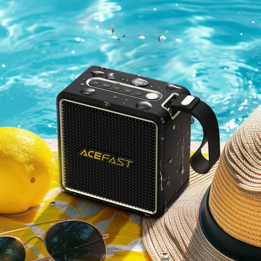 Acefast - Wireless Speaker Nano (K3) - Bluetooth 5.4, RGB világítások, kihangosított hívások, USB, TF, AUX, IPX6, USB-C, 2600mAh - Fekete - 3