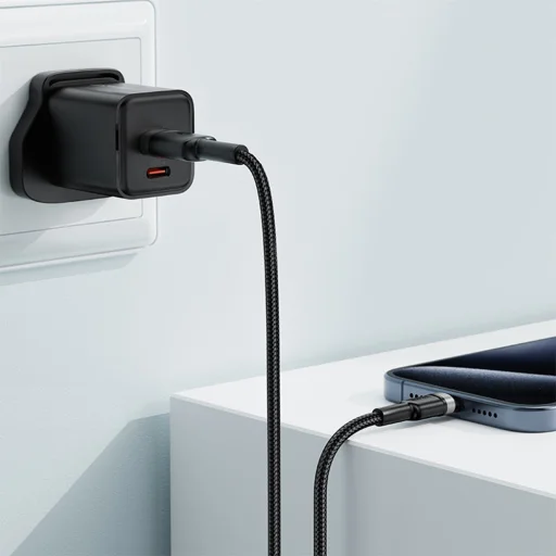 Acefast - Adatkábel (C22-04) - Gyors töltés, USB-ről Type-C-re, 3A, Hajlítás-álló, Széles körű kompatibilitás, Nejlon fonat, 1,2m - Fekete - 3