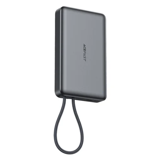 Acefast - M18-10000 Fekete, Mágneses Vezeték nélküli Power Bank - Beépített Kábellel, Type-C, 10000mAh, 38.5Wh, PD20W, LED Fénnyel - 3