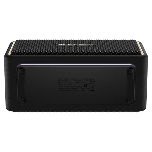 Acefast - Vezeték nélküli hangszóró (K3 Ultra) - BT 5.4, TF, AUX, RGB világítás, DSP processzor, 360°-os hangzás, IPX6, 120W, 4500mAh - Fekete - 3