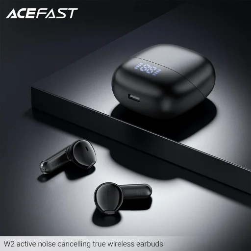 Acefast - Vezeték nélküli fülhallgató (W2) - TWS, Bluetooth 5.4, 4-Mic ENC, IPX4, 400mAh, LED digitális kijelző, mágneses kialakítás - Fekete - 4