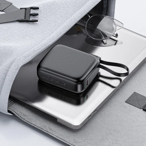 Power Bank Acefast (M15-10000) - Type-C kábel + porttal, 10000mAh, 38.5Wh, PD20W, LED kijelző - Fekete - 4