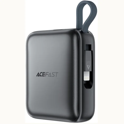 Power Bank Acefast M23-10000 - 2 beépített kábel, USB-C port, 10000mAh, 22.5W, kétirányú gyorstöltés, LED - Szürke - 2