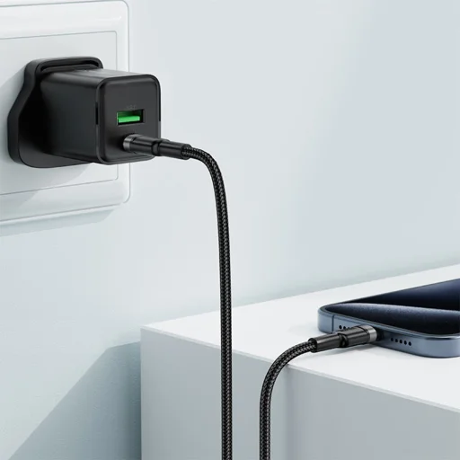 Acefast - Adatkábel (C22-03) - Gyors töltés, Type-C to Type-C, 60W, 3A, Nylon fonat, FCC, CE, RoHS, EAC, 1.2m - Fekete - 4