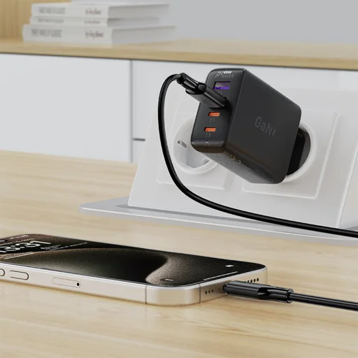 Acefast dátový kábel USB Type-C (C17-04), rýchlonabíjací, 3A, odolný voči ohýbaniu, mäkký silikón, 1,2 m - čierny - 6