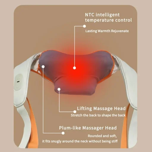 Yesido - Nyakmasszírozó (MG16) - 3 masszázs mód, integrált hőterápia, shiatsu dagasztó technológia, 2000mAh - Bézs - 6
