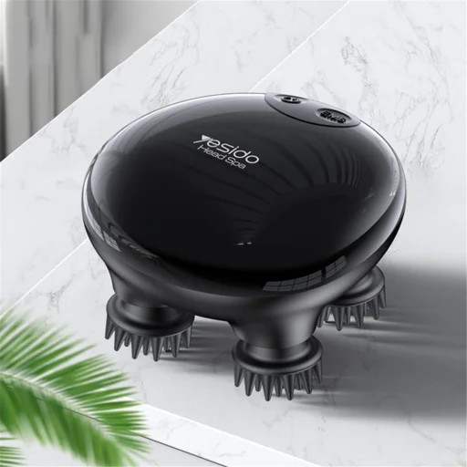 Yesido - Kézi Fejmasszírozó (MG04) - 4 fokozatú Fejkaparóval, Elektromos Izomstimulációval, 1200mAh, 3200 fordulat/perc - Fekete - 2