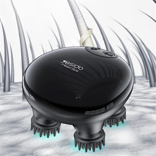 Yesido - Kézi Fejmasszírozó (MG04) - 4 fokozatú Fejkaparóval, Elektromos Izomstimulációval, 1200mAh, 3200 fordulat/perc - Fekete - 5