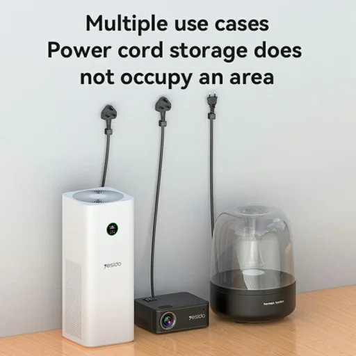 Yesido - (4 darabos) Kábelrendező (C216BL) - Mágneses csipeszek, Erős ragasztó, Mini kialakítás - Fekete - 2