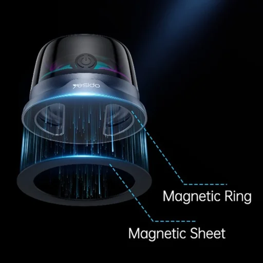 Yesido Mini Mágneses Vezeték Nélküli Hangszóró (YSW32) - RGB világítási effektus, 400mAh, 3W, Bluetooth 5.3 - Fekete - 6