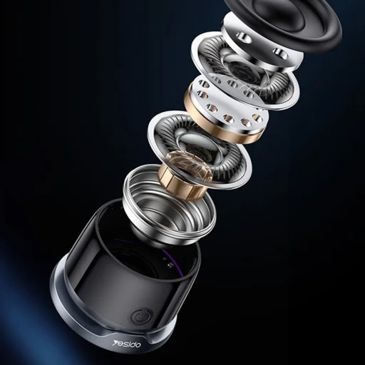 Yesido Mini Mágneses Vezeték Nélküli Hangszóró (YSW32) - RGB világítási effektus, 400mAh, 3W, Bluetooth 5.3 - Fekete - 4