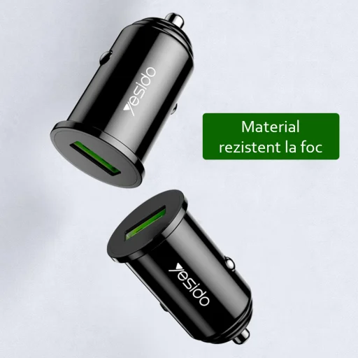 Yesido Autós Töltő (Y38) - USB, QC3.0, FCP, AFC, 18W, 3A - Fekete - 4