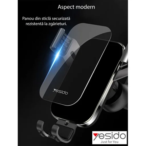 Yesido - Autós tartó (C87) - Gravitációs fogás légbefúvóra - Fekete - 7