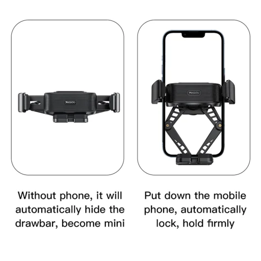 Yesido - Autós tartó (C166) - Gravitációs rögzítés légbeömlőre - Fekete - 4