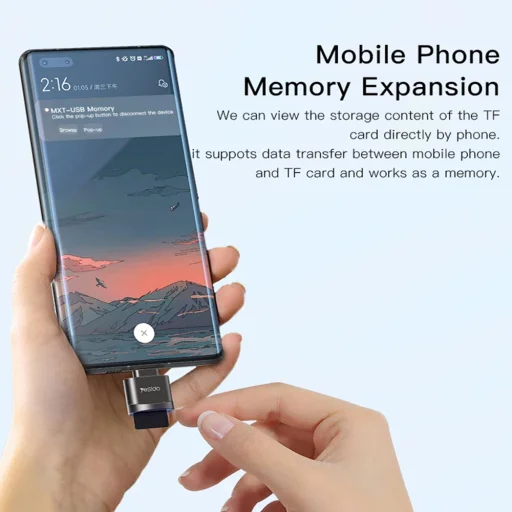 Yesido - Kártyaolvasó (GS19) - OTG Adapter, Type-C to TF Kártya - Szürke - 3