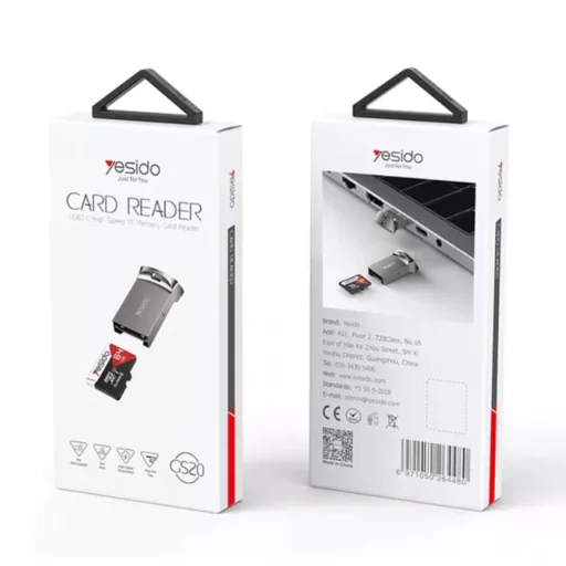 Yesido - GS20 Kártyaolvasó - USB TF Kártyához, Alumínium Ötvözet, 480Mbps - Szürke - 4
