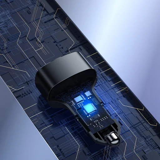 Yesido Autós Töltő (Y47) - Kettős USB, Type-C, Gyors Töltés, 49W, Alumínium Ötvözet - Fekete - 7