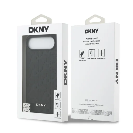  iPhone 17 Air fekete DKNY PU bőrhuzatos rácsmintás Magsafe tok - 7