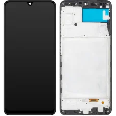 LCD kijelző modul MP Samsung Galaxy A22 A225, utángyártott, fekete üvegfólia